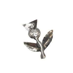 Stuart Nye Sterling Silver Texture Scottish Thistle Brooch Pin Vintage